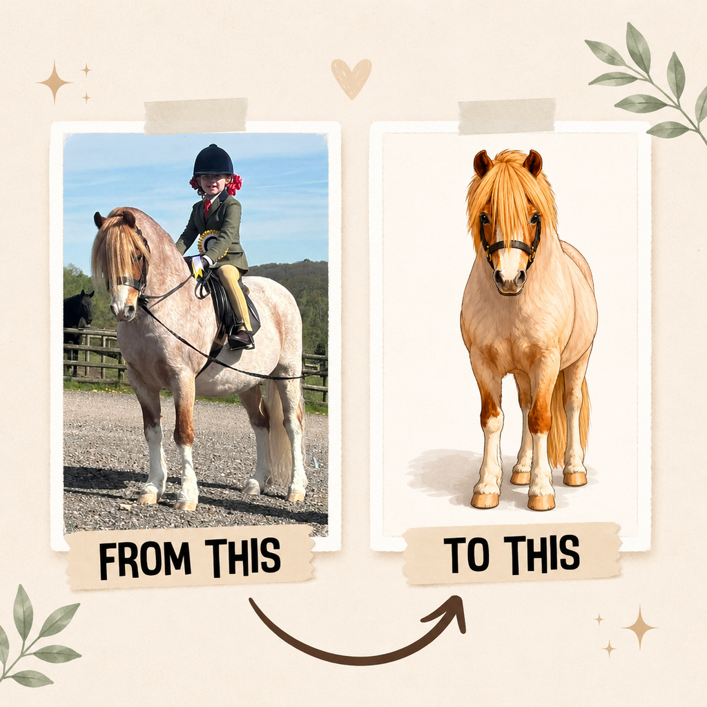 Childs Personalised Hoodie with Cartoon image of own horse