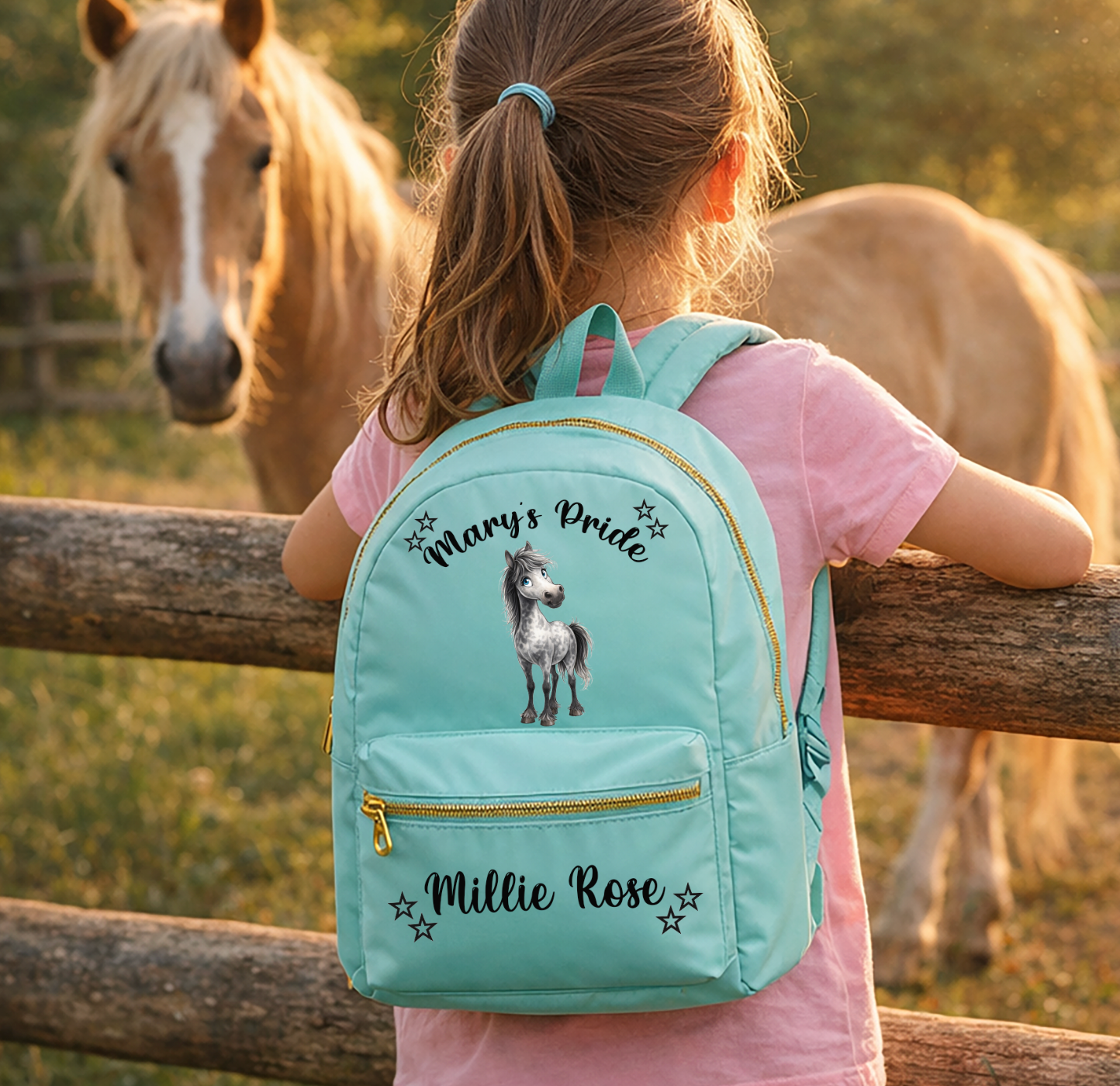 Sundae Backpack with name & Cartoon Pony